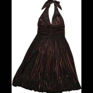 👗🟤Cache Formal Evening Cocktail Dress Size 8 Brown Metallic NWOT